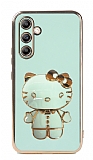 Eiroo Aynal Kitty Samsung Galaxy A34 Standl Yeil Silikon Klf