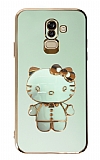 Eiroo Aynal Kitty Samsung Galaxy A6 Plus 2018 Standl Yeil Silikon Klf