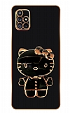 Eiroo Aynal Kitty Samsung Galaxy A71 Standl Siyah Silikon Klf