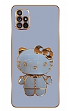Eiroo Aynal Kitty Samsung Galaxy A71 Standl Mavi Silikon Klf
