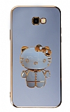 Eiroo Aynal Kitty Samsung Galaxy J4 Plus Standl Mavi Silikon Klf