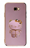 Eiroo Aynal Kitty Samsung Galaxy J4 Plus Standl Mor Silikon Klf