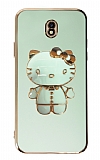 Eiroo Aynal Kitty Samsung Galaxy J7 Pro 2017 Standl Yeil Silikon Klf