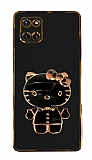 Eiroo Aynal Kitty Samsung Galaxy Note 10 Lite Standl Siyah Silikon Klf