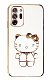 Eiroo Aynal Kitty Samsung Galaxy Note 20 Ultra Standl Beyaz Silikon Klf