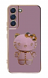 Eiroo Aynal Kitty Samsung Galaxy S22 5G Standl Mor Silikon Klf
