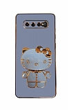 Eiroo Aynal Kitty Samsung Galaxy S10 Plus Standl Mavi Silikon Klf