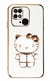 Eiroo Aynal Kitty Xiaomi Poco C40 Standl Beyaz Silikon Klf