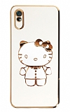 Eiroo Aynal Kitty Xiaomi Redmi 9A Standl Beyaz Silikon Klf
