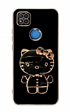 Eiroo Aynal Kitty Xiaomi Redmi 9C Standl Siyah Silikon Klf