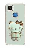 Eiroo Aynal Kitty Xiaomi Redmi 9C Standl Yeil Silikon Klf