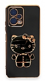 Eiroo Aynal Kitty Xiaomi Redmi Note 12 5G Standl Siyah Silikon Klf