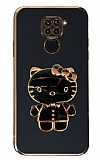 Eiroo Aynal Kitty Xiaomi Redmi Note 9 Standl Siyah Silikon Klf
