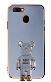 Eiroo Baby Bear Oppo A12 Standl Mavi Silikon Klf