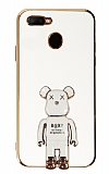 Eiroo Baby Bear Oppo A12 Standl Beyaz Silikon Klf