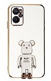 Eiroo Baby Bear Oppo A76 Standl Beyaz Silikon Klf