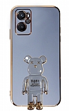 Eiroo Baby Bear Oppo A76 Standl Mavi Silikon Klf