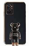 Eiroo Baby Bear Oppo A76 Standl Siyah Silikon Klf