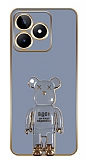 Eiroo Baby Bear Realme C53 Standl Kamera Korumal Mavi Silikon Klf