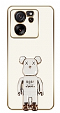 Eiroo Baby Bear Xiaomi 13T Pro Standl Kamera Korumal Beyaz Silikon Klf