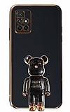 Eiroo Baby Bear Xiaomi Redmi 10 2022 Standl Siyah Silikon Klf