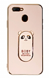 Eiroo Baby Panda Oppo A12 Standl Pembe Silikon Klf