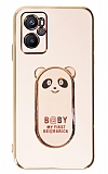 Eiroo Baby Panda Oppo A76 Standl Pembe Silikon Klf