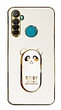 Eiroo Baby Panda Realme 5i Standl Beyaz Silikon Klf