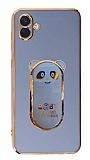 Eiroo Baby Panda Samsung Galaxy A04e Standl Mavi Silikon Klf