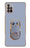 Eiroo Baby Panda Samsung Galaxy A71 Standl Mavi Silikon Klf
