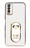 Eiroo Baby Panda vivo Y20 Standl Beyaz Silikon Klf
