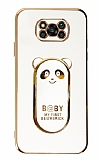 Eiroo Baby Panda Xiaomi Poco X3 Standl Beyaz Silikon Klf
