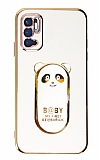 Eiroo Baby Panda Xiaomi Redmi Note 11SE Standl Beyaz Silikon Klf