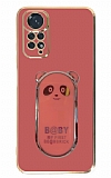 Eiroo Baby Panda Xiaomi Redmi Note 11S Standl Krmz Silikon Klf