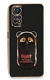 Eiroo Baby Panda Xiaomi Redmi Note 11S Standl Siyah Silikon Klf