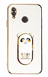 Eiroo Baby Panda Xiaomi Redmi Note 7 Standl Beyaz Silikon Klf