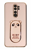 Eiroo Baby Panda Xiaomi Redmi Note 8 Pro Standl Pembe Silikon Klf