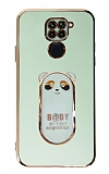 Eiroo Baby Panda Xiaomi Redmi Note 9 Standl Yeil Silikon Klf