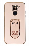 Eiroo Baby Panda Xiaomi Redmi Note 9 Standl Pembe Silikon Klf