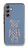 Eiroo Bearbrick Samsung Galaxy A54 Standl Mavi Silikon Klf