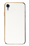 Eiroo Borderline iPhone XR Kamera Korumal Beyaz Silikon Klf