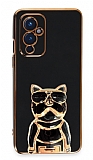 Eiroo Bulldog OnePlus 9 Standl Siyah Silikon Klf