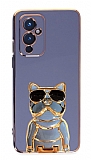 Eiroo Bulldog OnePlus 9 Standl Mavi Silikon Klf