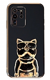 Eiroo Bulldog Samsung Galaxy S20 Ultra Standl Siyah Silikon Klf