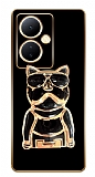 Eiroo Bulldog vivo V29 Lite Standl Kamera Korumal Siyah Silikon Klf