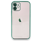 Eiroo Camera Protect iPhone 12 6.1 in Kamera Korumal Yeil Silikon Klf