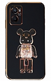 Eiroo Candy Bear Oppo A76 Standl Siyah Silikon Klf
