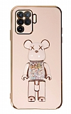 Eiroo Candy Bear Oppo A94 Standl Pembe Silikon Klf