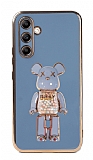 Eiroo Candy Bear Samsung Galaxy A34 Standl Mavi Silikon Klf