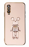 Eiroo Candy Bear Samsung Galaxy A70 Standl Pembe Silikon Klf